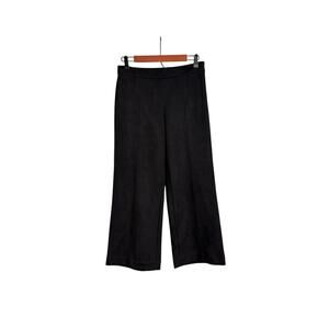 Ann Taylor Wide Leg Pants Black Faux Suede Loose Fit Trousers Size 2